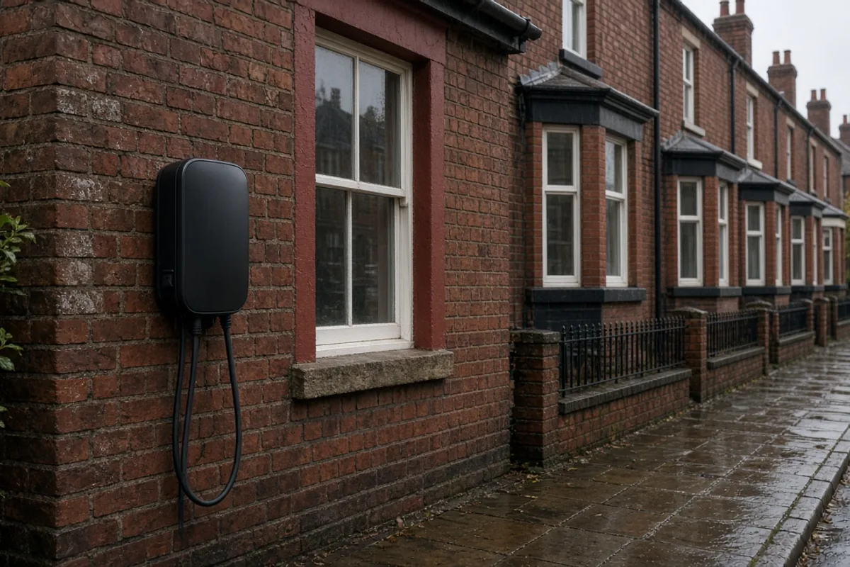 Terraced house frontage suitable for an outdoor EV charger discussion